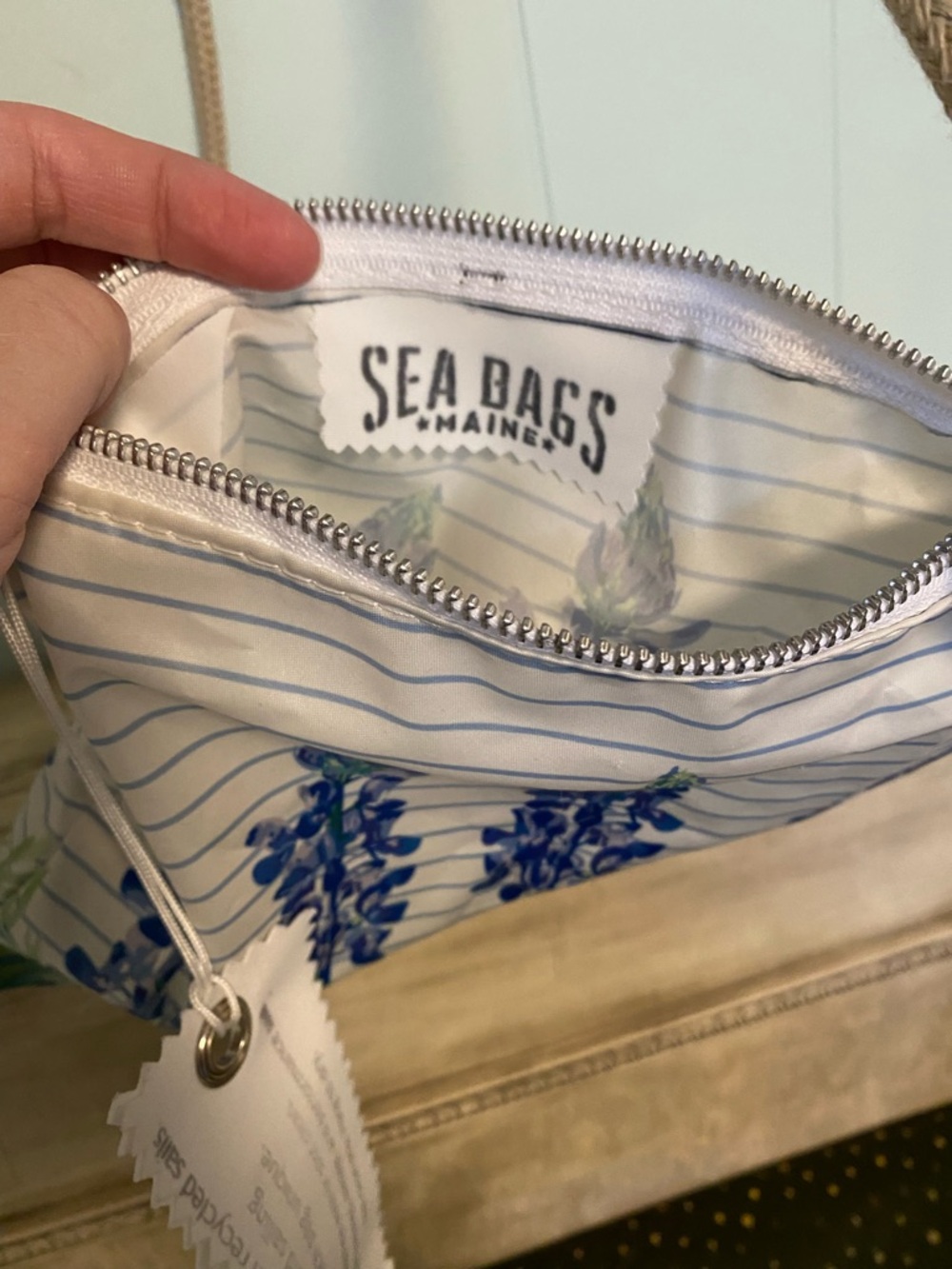 EUC Sea Bags Lupine Lavender Crossbody Bag Rope Strap - Picture 4 of 7